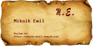 Miksik Emil névjegykártya